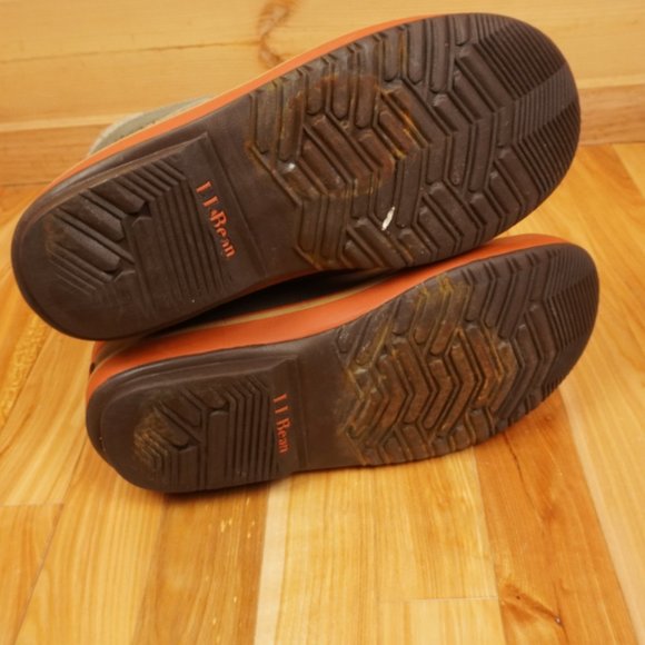 LL Bean Green Gray Suede Insulated Felt‎ Lined Waterproof Boots Size 6 - Picture 10 of 11